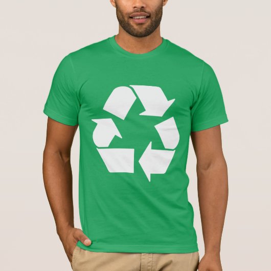 Cool-Weiß-Recycle-Symbol auf Grün T-Shirt (Vorderseite)