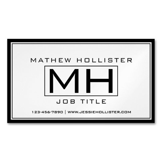 Cool Weiß und Schwarz Beruflich Magnetische Visitenkarte (Vorderseite)