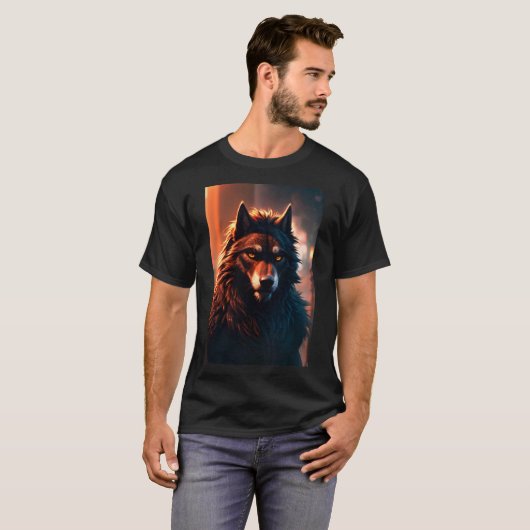 Cool Werewolf Furry Therian Art T-Shirt (Vorne ganz)