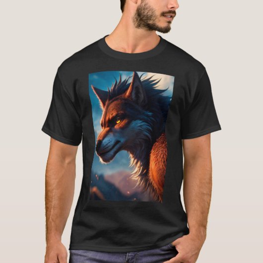Cool Werewolf Furry Therian Art T-Shirt (Vorderseite)