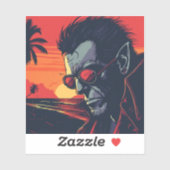 Cool Werewolf Retro Sunset Aufkleber (Blatt)
