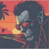 Cool Werewolf Retro Sunset Aufkleber (Vorderseite)