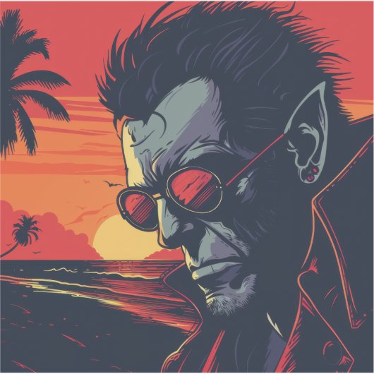 Cool Werewolf Retro Sunset Aufkleber (Vorderseite)