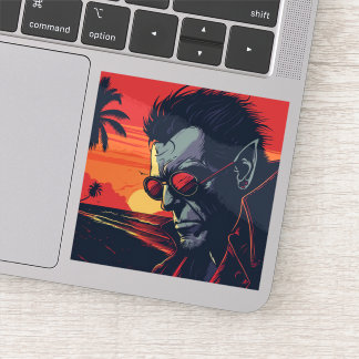 Cool Werewolf Retro Sunset Aufkleber