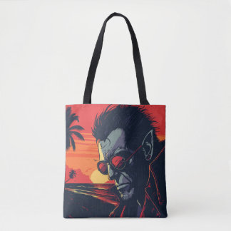 Cool Werewolf Retro Sunset Halloween Tasche