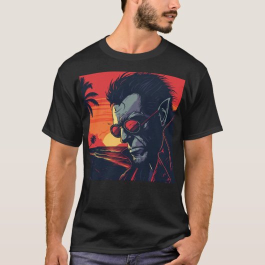 Cool Werewolf Retro Sunset T-Shirt (Vorderseite)