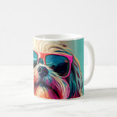 Cool West Highland White Terrier dog with sunglass Kaffeetasse (VorderseiteRechts)