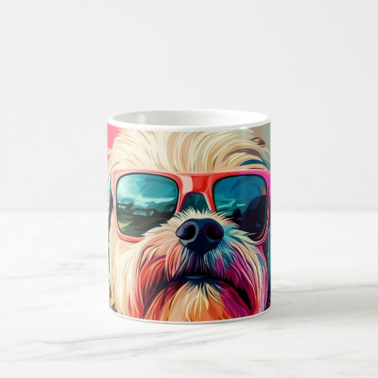 Cool West Highland White Terrier dog with sunglass Kaffeetasse (Mittel)