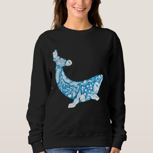 Cool Whale Made Of Nature Elements Ocean Sweatshirt (Vorderseite)