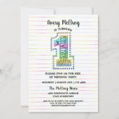 Cool Whimsical Fun 1. Geburtstag Party Einladung (Vorderseite)