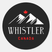 Cool Whistler Canada Mountains Maple Leaf Dark Runder Aufkleber (Vorderseite)