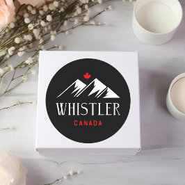 Cool Whistler Canada Mountains Maple Leaf Dark Runder Aufkleber