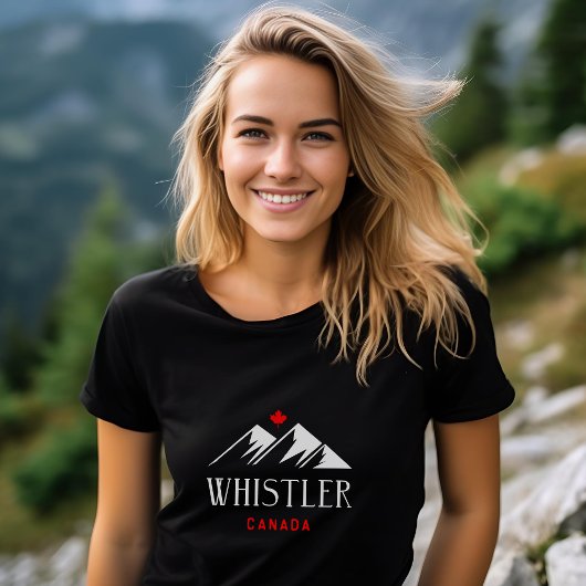 Cool Whistler Canada Mountains Maple Leaf Dark T-Shirt