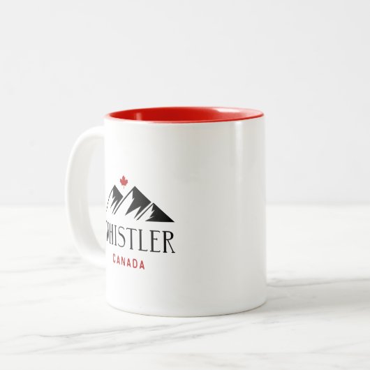 Cool Whistler Canada Mountains Maple Leaf Zweifarbige Tasse (Vorderseite Links)
