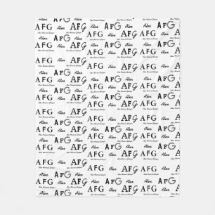 cool whiteblanket with pattern of black names fleecedecke