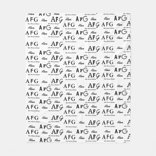 cool whiteblanket with pattern of black names fleecedecke (Vorderseite)