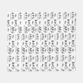cool whiteblanket with pattern of black names fleecedecke (Vorderseite (Horizontal))