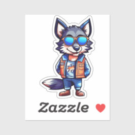 cool wolf aufkleber
