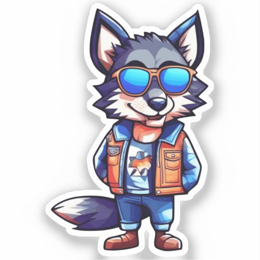 cool wolf aufkleber (Vorderseite)