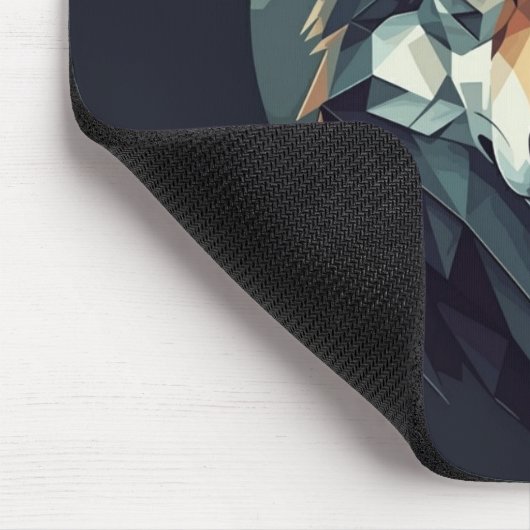 Cool Wolf Geometric Modern art Navy Blue Mustard Mousepad (Ecke)