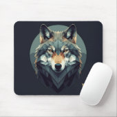 Cool Wolf Geometric Modern art Navy Blue Mustard Mousepad (Mit Mouse)