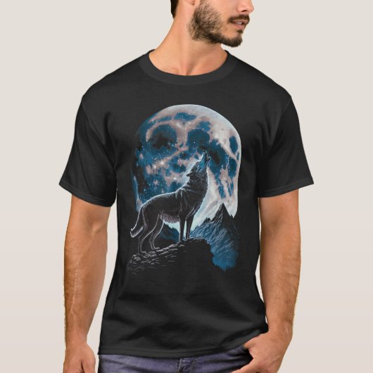 Cool Wolf Howling At The Moon - Wolf Lover T-Shirt (Vorderseite)
