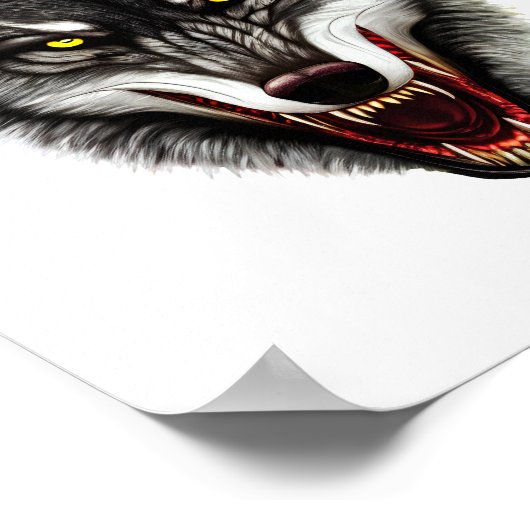 Cool Wolf Portrait Poster (Ecke)