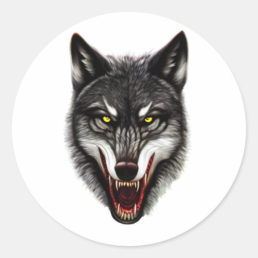 Cool Wolf Portrait Runder Aufkleber (Vorderseite)
