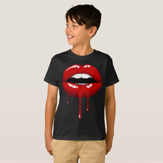 Cool Women Fashionable Red Lips Short Sleeve Graph T-Shirt (Vorne ganz)