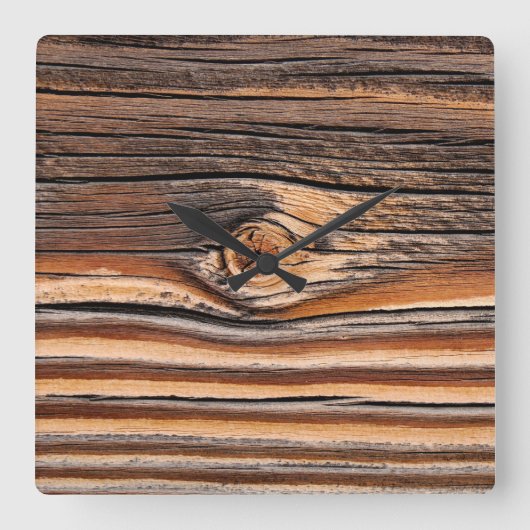 COOL Wood Grain Pattern Quadratische Wanduhr (Vorderseite)
