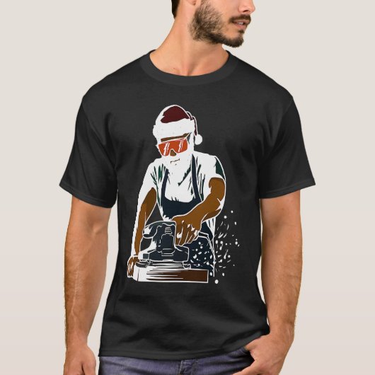 Cool Woodworker Handyman with Santa Hat T-Shirt (Vorderseite)