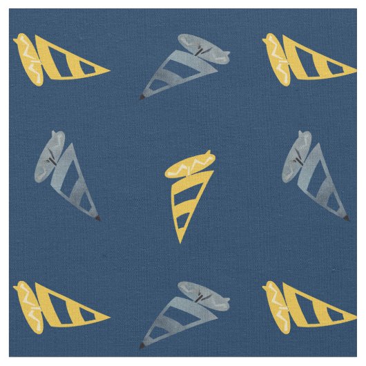 Cool Yellow Blue Windsurfing Sportstoff Stoff (Nahaufnahme)