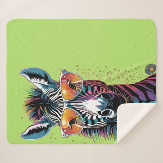 Cool Zebra Vibes Sherpadecke (Vorderseite (Horizontal))