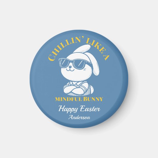 Cool Zen Bunny Personalisiert Ostern Magnet (Vorne)