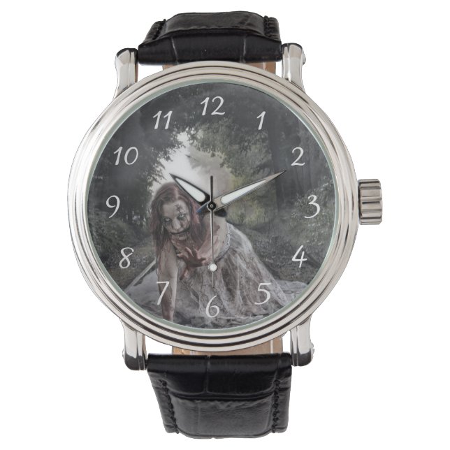 Cool Zombie Girl Armbanduhr (Vorderseite)