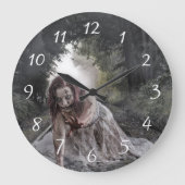 Cool Zombie Girl Große Wanduhr (Vorderseite)
