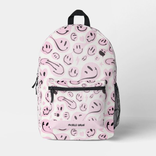 Cool zurück zur Schule Lächeln Girl Pastel Pink Bedruckter Rucksack (Vorderseite)