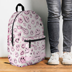 Cool zurück zur Schule Lächeln Girl Pastel Pink Bedruckter Rucksack