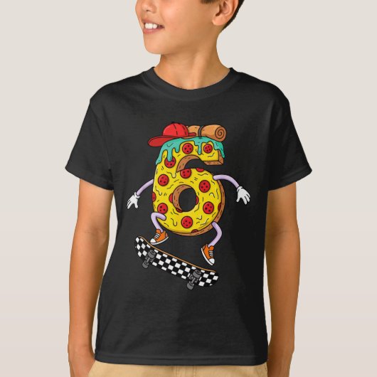 Cool Zza Skateboard Lovers 6th Birthday Boys Girls T-Shirt (Vorderseite)