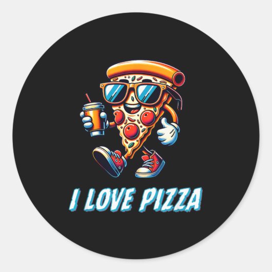 Cool Zza Slice Funny Food Lovers Kids Men And Wome Runder Aufkleber (Vorderseite)