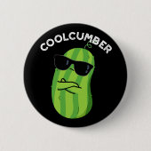 Coolcumber Funny Veggie Cucumber Pun Dark BG Button (Vorderseite)