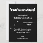 Coole 16. Geburtstagsparty Einladung (Rückseite)