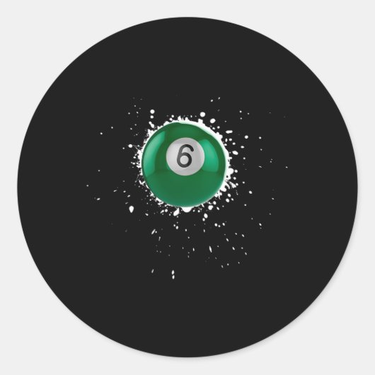 Coole 6-Ball-Billard Billard Spritzer Bill Runder Aufkleber (Vorderseite)