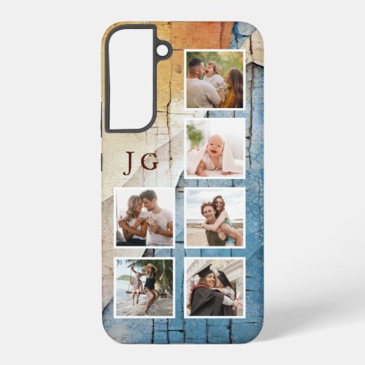 Coole 6-Fotos mit Monogramm auf Urban Grunge BG Samsung Galaxy Hülle (Rückseite)