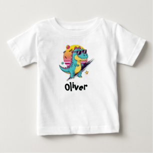 Coole 80er Ästhetik Trex Dinosaurier mit Sonnenbri Baby T-shirt