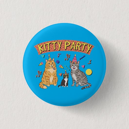 Coole 90er-Katzen-Party 1990er-Themen-Kitty Button (Vorderseite)