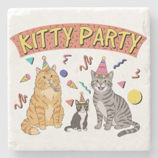 Coole 90er-Katzen-Party 1990er-Themen-Kitty Steinuntersetzer