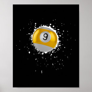 Coole 9-Ball-Nine Pool Billard Paint Spritzer Bil Poster