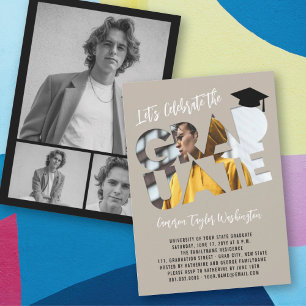 Coole Abschluss-Cutout-Fotos Moderne Abschlussfeie Einladung