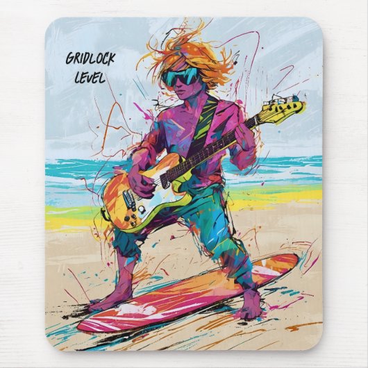 Coole Abstrakte Animation weck-Board Gitarrist edi Mousepad (Vorne)